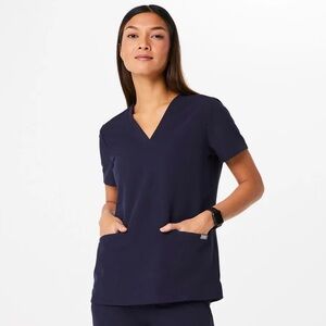 Figs Casma Three-Pocket Scrub Top Navy Blue Size Medium